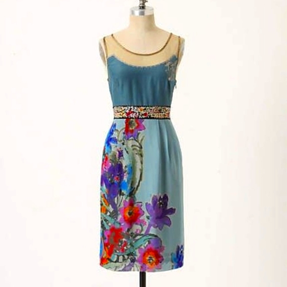 Floreat Dresses & Skirts - Floreat Antrhopologie WM 4 Silk Blend Embroidered